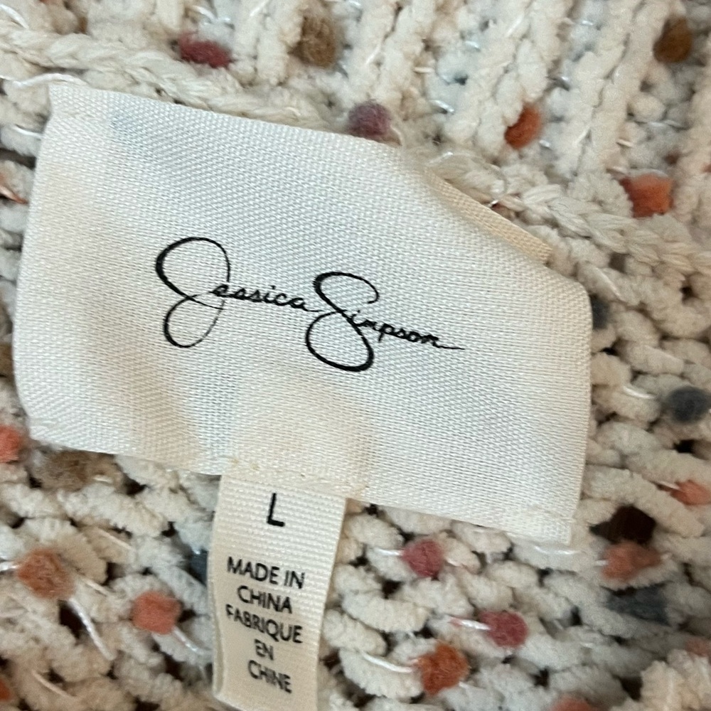 Jessica Simpson Cream Confetti Knit Sweater with Colorful Accents, Size‎ L - Picture 9 of 9